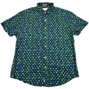 Denim & Flower Button Down Shirt Men's Large St. Patrick's Day Shamrock Clover
